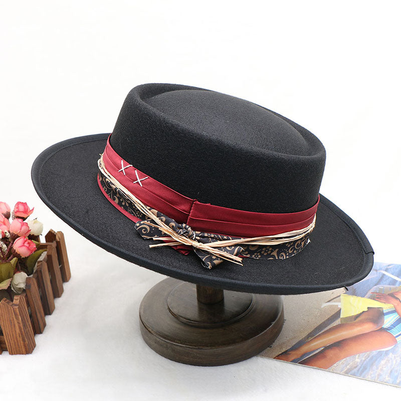 Elegant Black Wool Felt Fedora Hat for Women