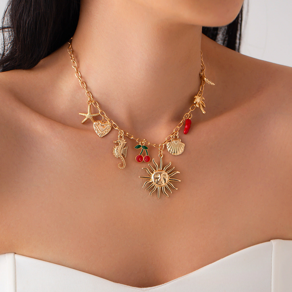 Ocean-Inspired Mermaid Tail Faux Pearl Tassel Necklace