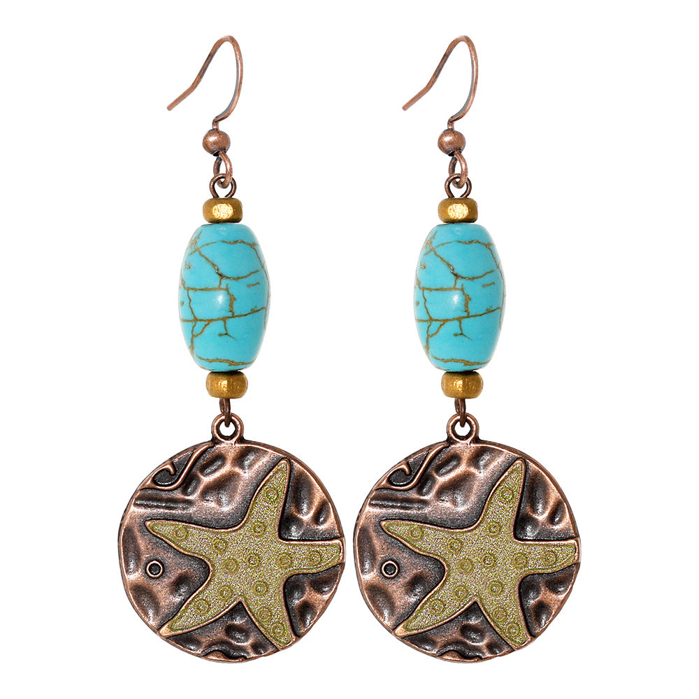 Bohemian Style Geometric Earrings Set with Hollow Design and Tassels