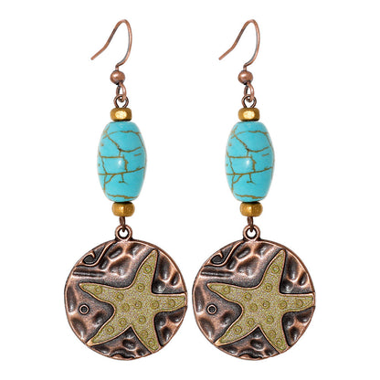 Bohemian Style Geometric Earrings Set with Hollow Design and Tassels