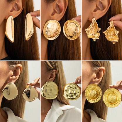 Geometric Heart-Shaped Metal Earrings For Women