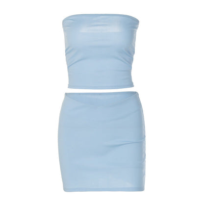 Trendy Casual Off-Shoulder Slim Fit Skirt Set