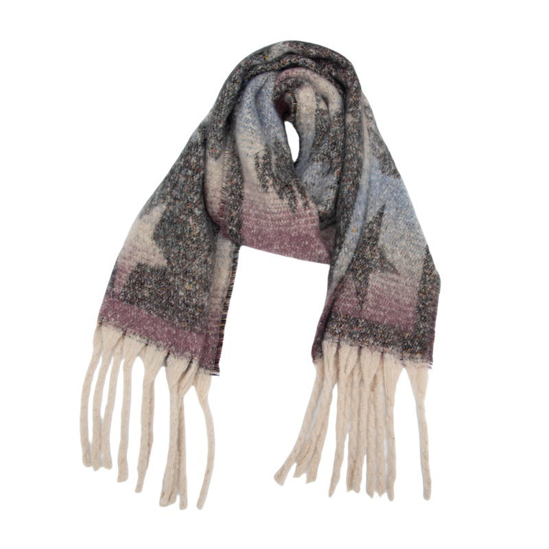 Scarvii - Winter Scarf with Star Jacquard and Tassels