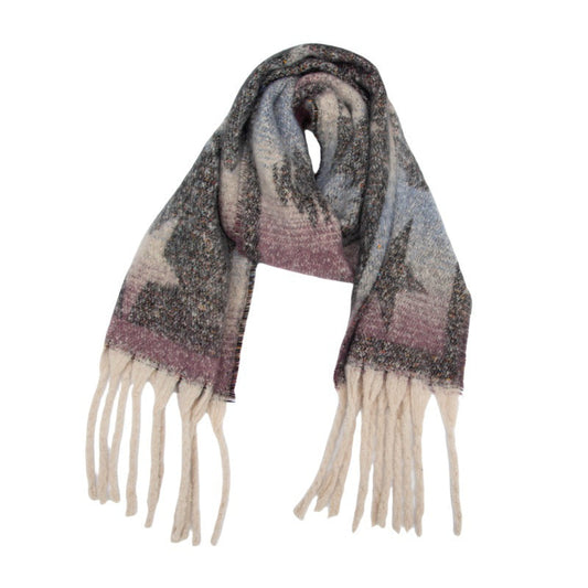 Scarvii - Winter Scarf with Star Jacquard and Tassels