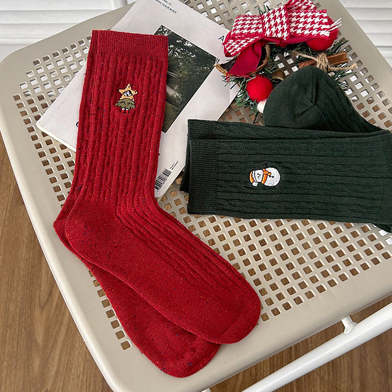 Rufia - Christmas Embroidered Fall &amp; Winter Socks
