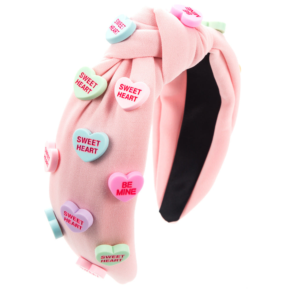 Valentine's Day Heart Shaped Hairband Cute Thick Fabric Headband