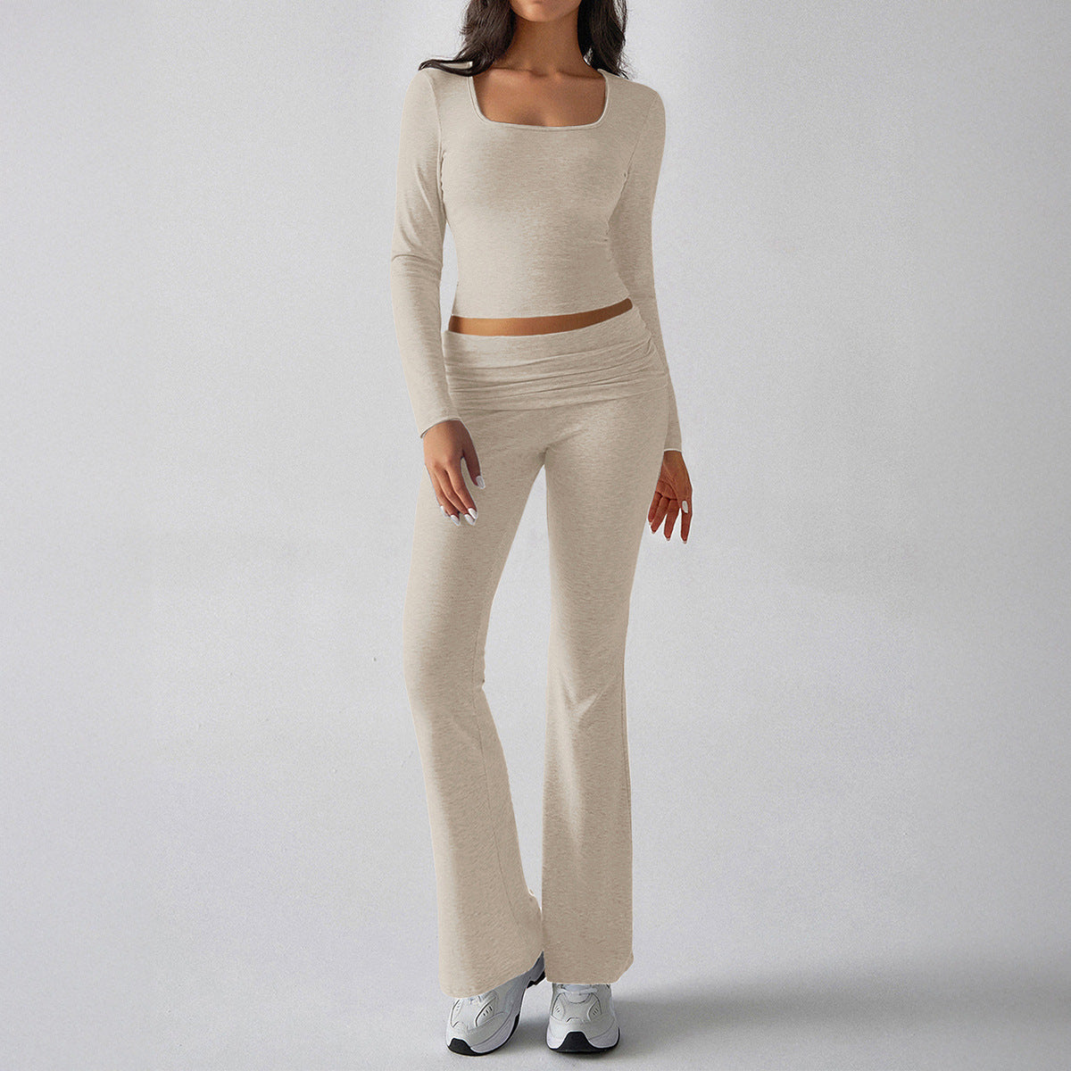 Casual Knit Long Sleeve Top and Pants Set