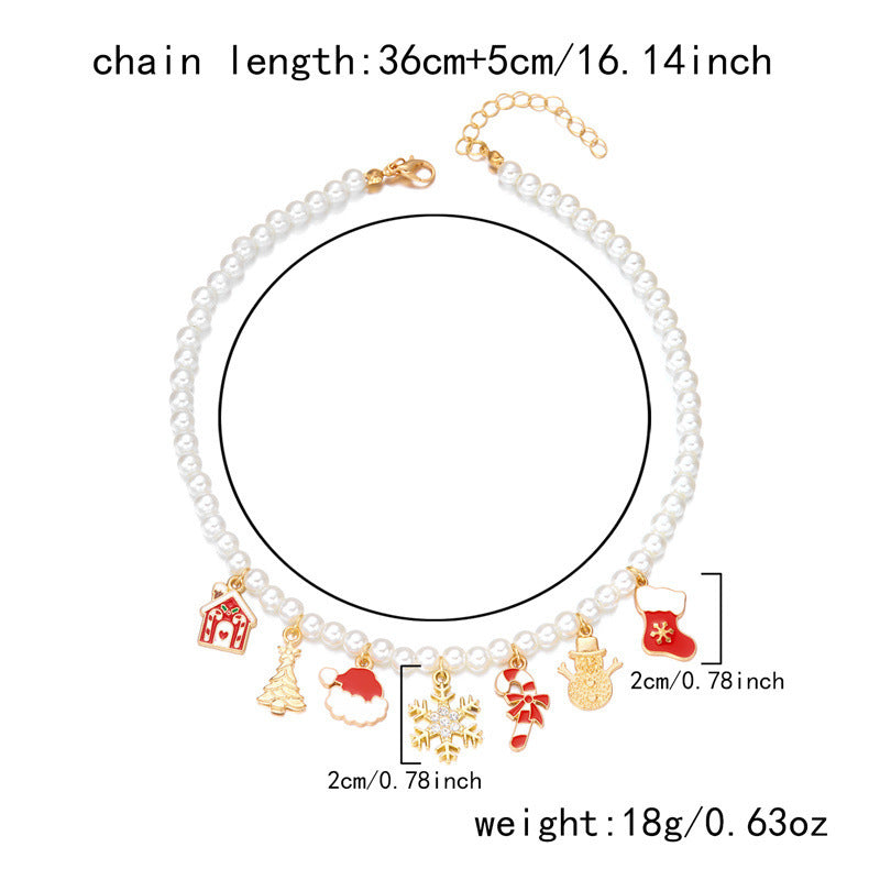 Cute Christmas Tree Snowflake Pendant Necklace