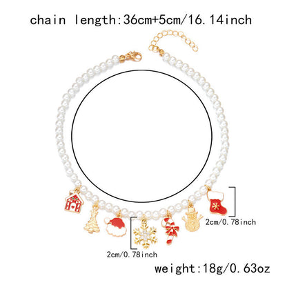 Cute Christmas Tree Snowflake Pendant Necklace