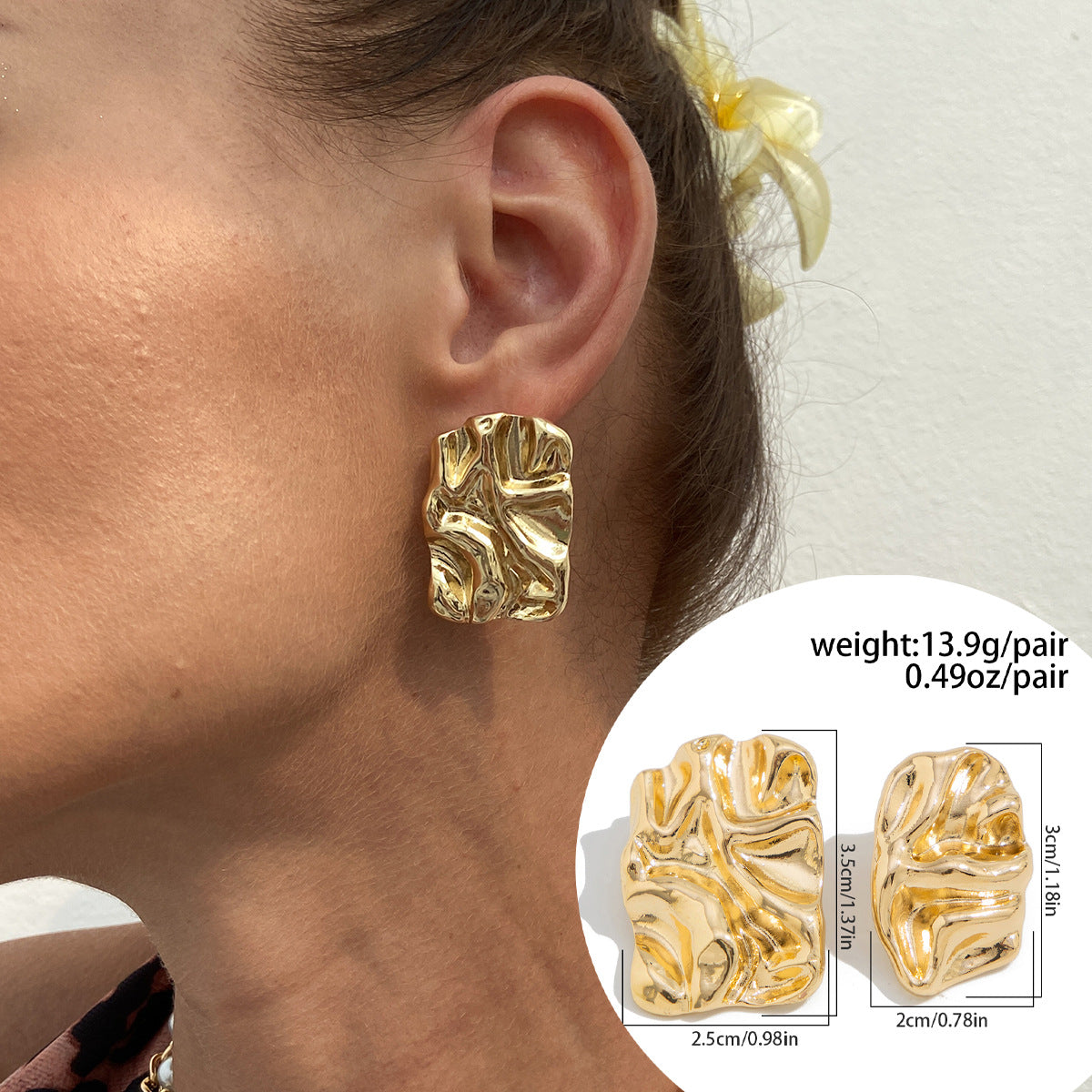 Unique Liquid Lava Metal Heart Drop Earrings
