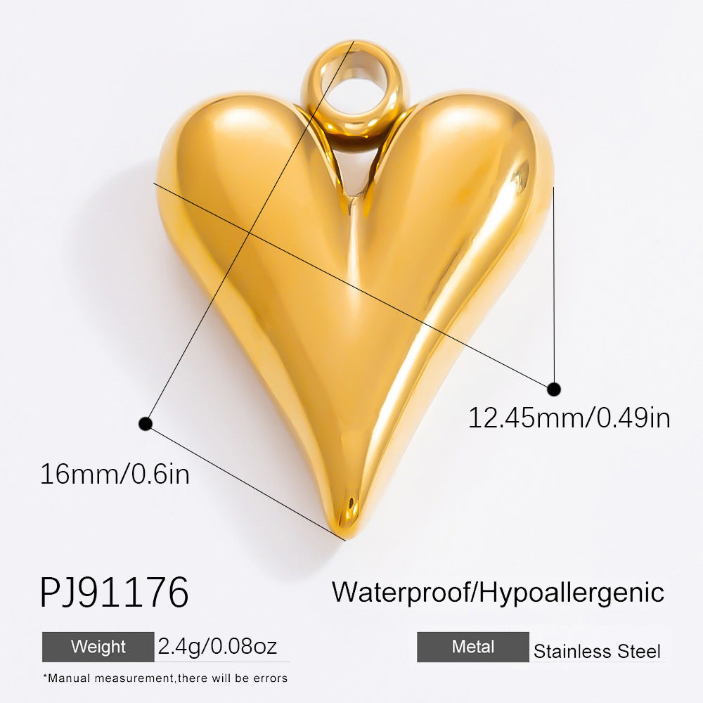 Colorful Heart Moon Pendant Charm Stainless Steel DIY Earrings