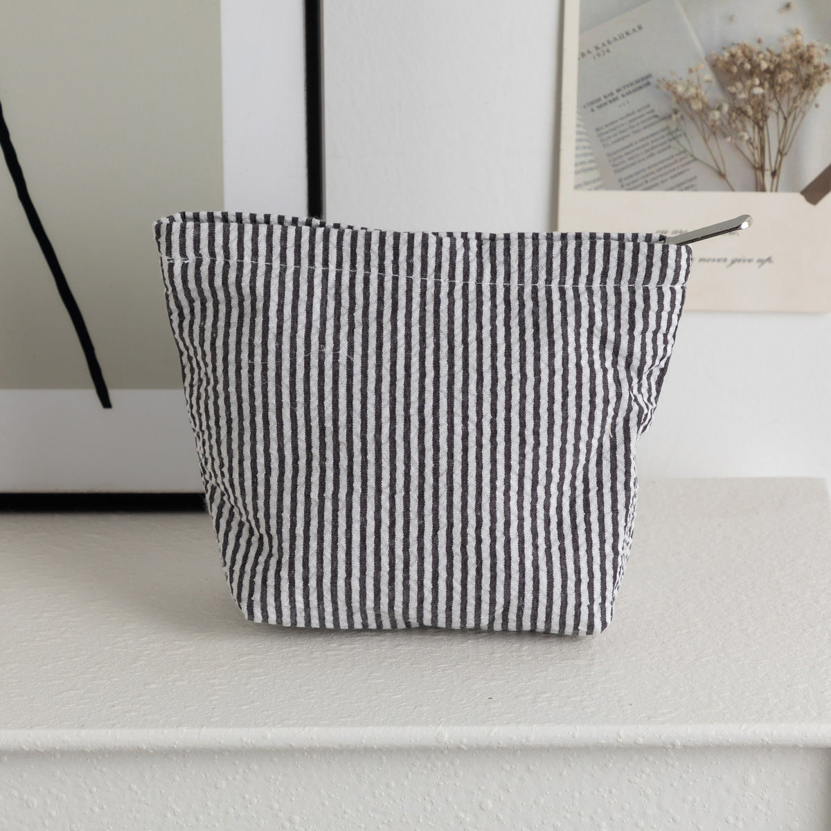 Simple Striped Color Block Makeup Bag