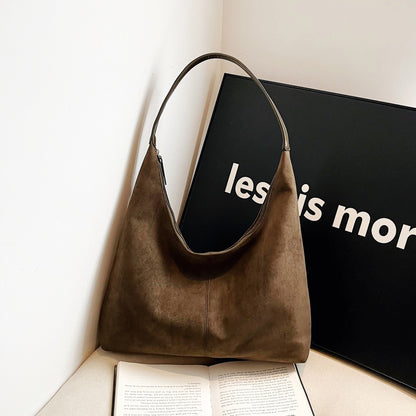 Vintage Suede Tote Commuter Underarm Bag