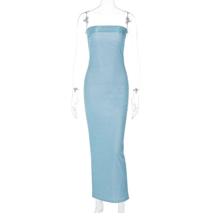 Blue Off-Shoulder Bodycon Dress Stylish Elegant Fashion