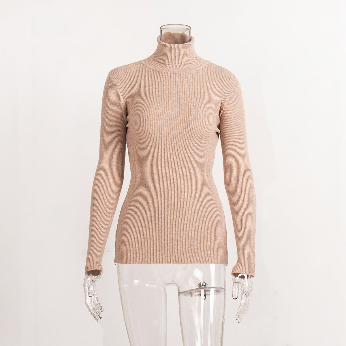 Long Turtleneck Knitted Sweater for Plus Size Women