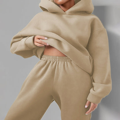 Hooded Sweatshirt And Long Pants Set Casual All-Season Outfit