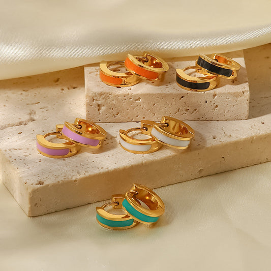 Colorful Simple Circle Hoop Earrings