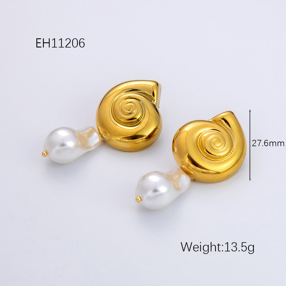 Freshwater Pearl Earrings Ocean Inspired Starfish Seashell Necklace Stainless Steel Adjustable Ring