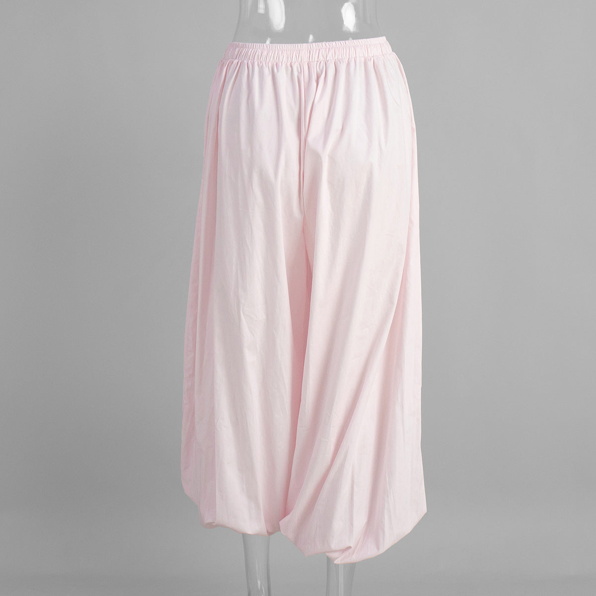 Simple Solid Color Elastic Waist Harem Pants