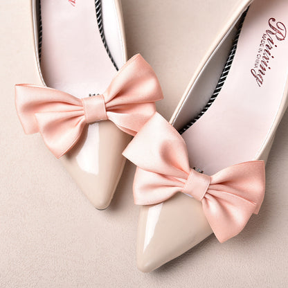 Bridal Wedding Accessories White Bow Shoe Clips Decorative Set