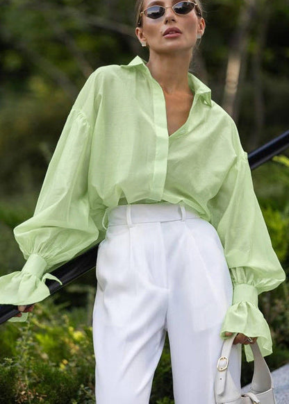 Sheer Oversized Button Up Shirt Lightweight Fabric