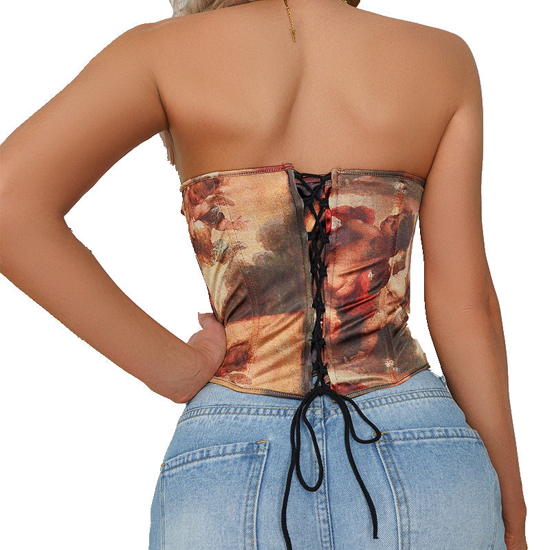 Chic Bone Underwire Strapless Top In Floral Print