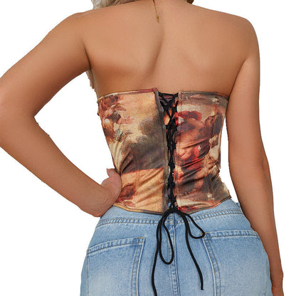 Chic Bone Underwire Strapless Top In Floral Print
