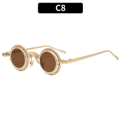 Retro Round Metal Sunglasses Fashionable UV400 Protection