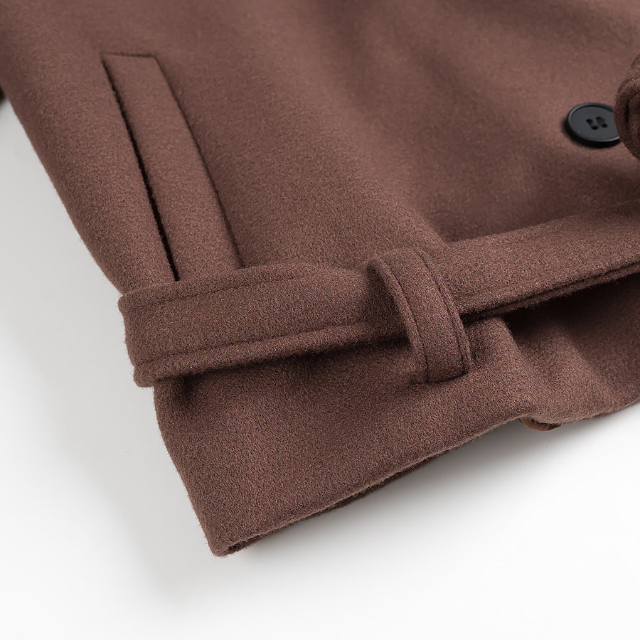 Winter Notch Collar Crop Pea Trench Coat