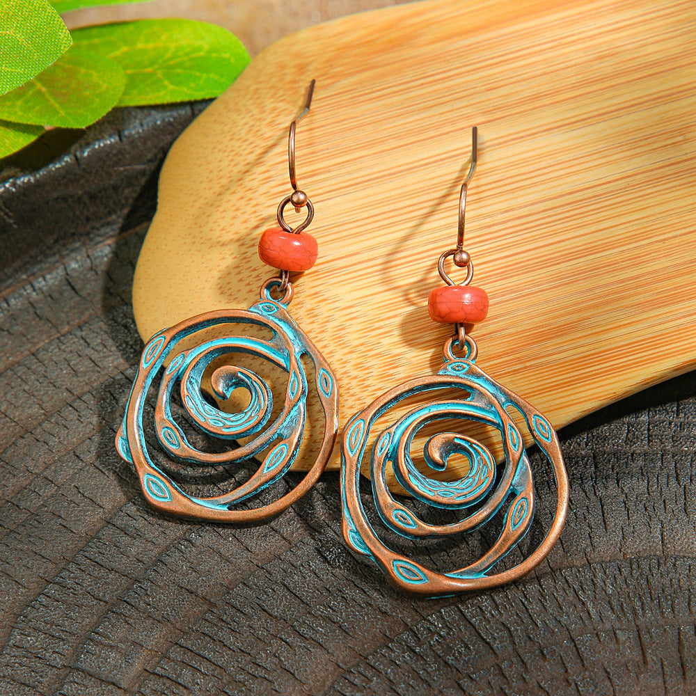 Vintage Style Alloy Earrings with Geometric Design and Bohemian Charm
