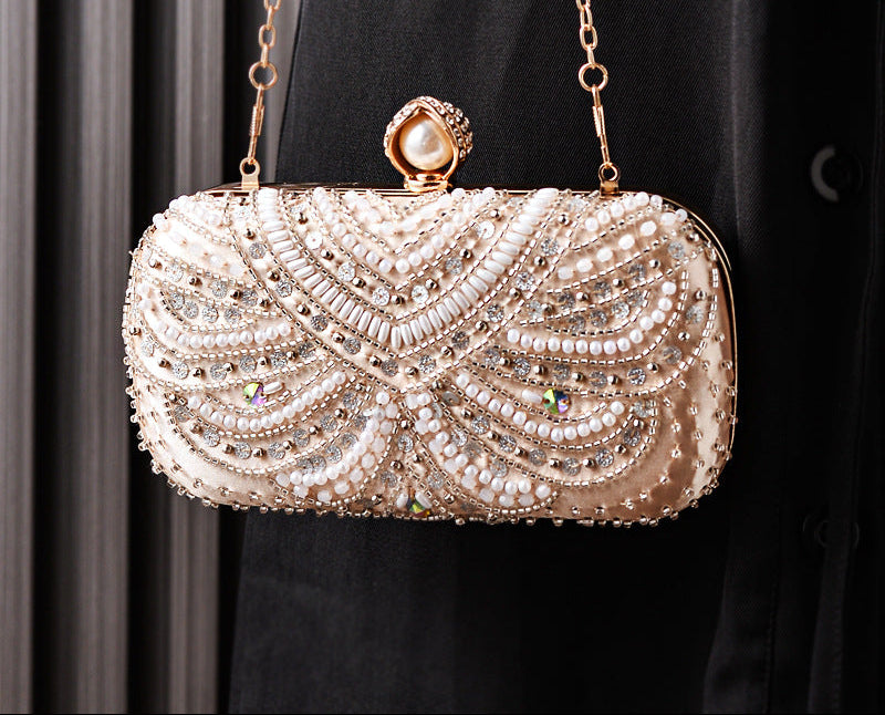 Embroidered Rhinestone Evening Clutch Bag for Parties