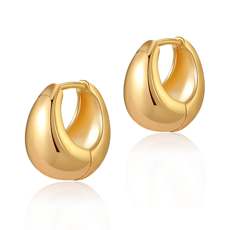 Vintage Simple Small Chunky Gold Hoop Earrings