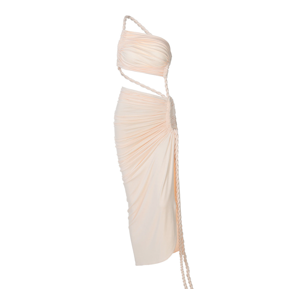 Trendy One-Shoulder Lace-Up Backless Maxi Dress