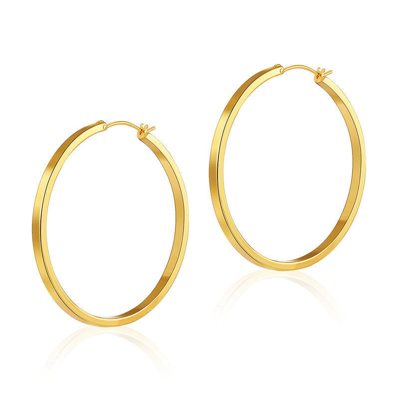Gold Simple Punk Circle Hoop Earrings