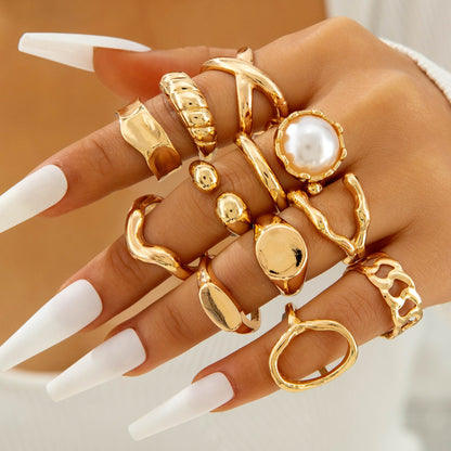Trendy Vintage Statement Geometric Open Joint Ring Set