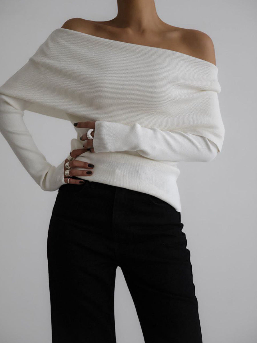 Elegant Off-Shoulder Knit Sweater Casual Top