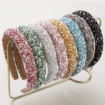 Colorful Pearl Rhinestone Headband Trendy Party Hair Accessory