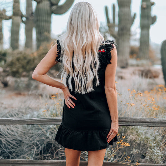 New Bohemian Style Embroidered V-Neck Knee Length Dress