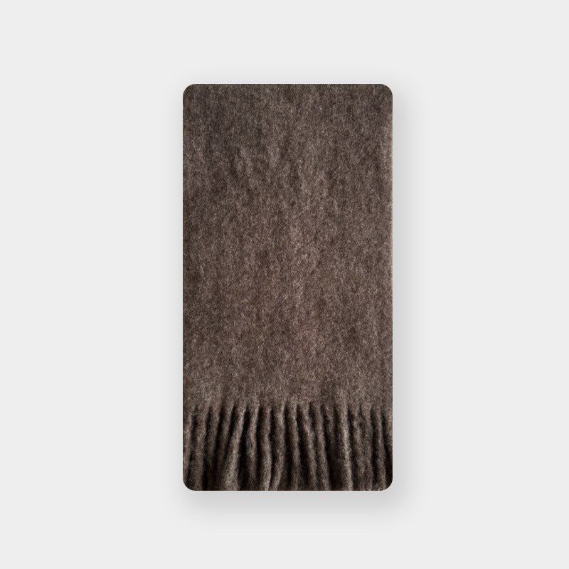 Winter Solid Color Soft Tassel Wool Blend Scarf