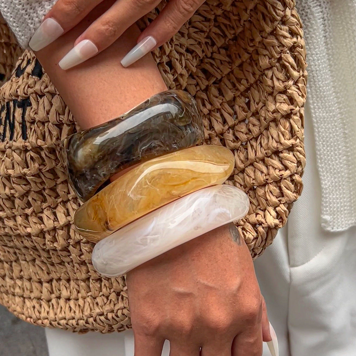 Resin Ombre Bangles Trendy Geometric Acrylic Bracelets