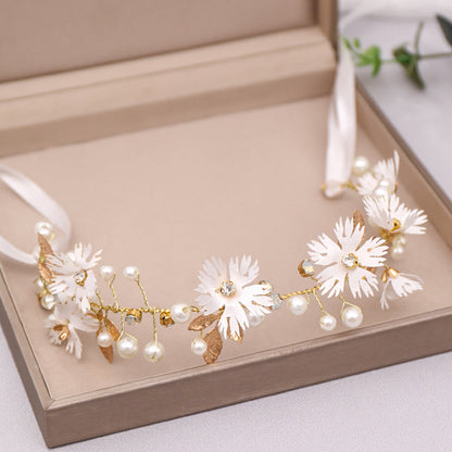 Minimalist Daisy Crystal Handmade Headband for Weddings