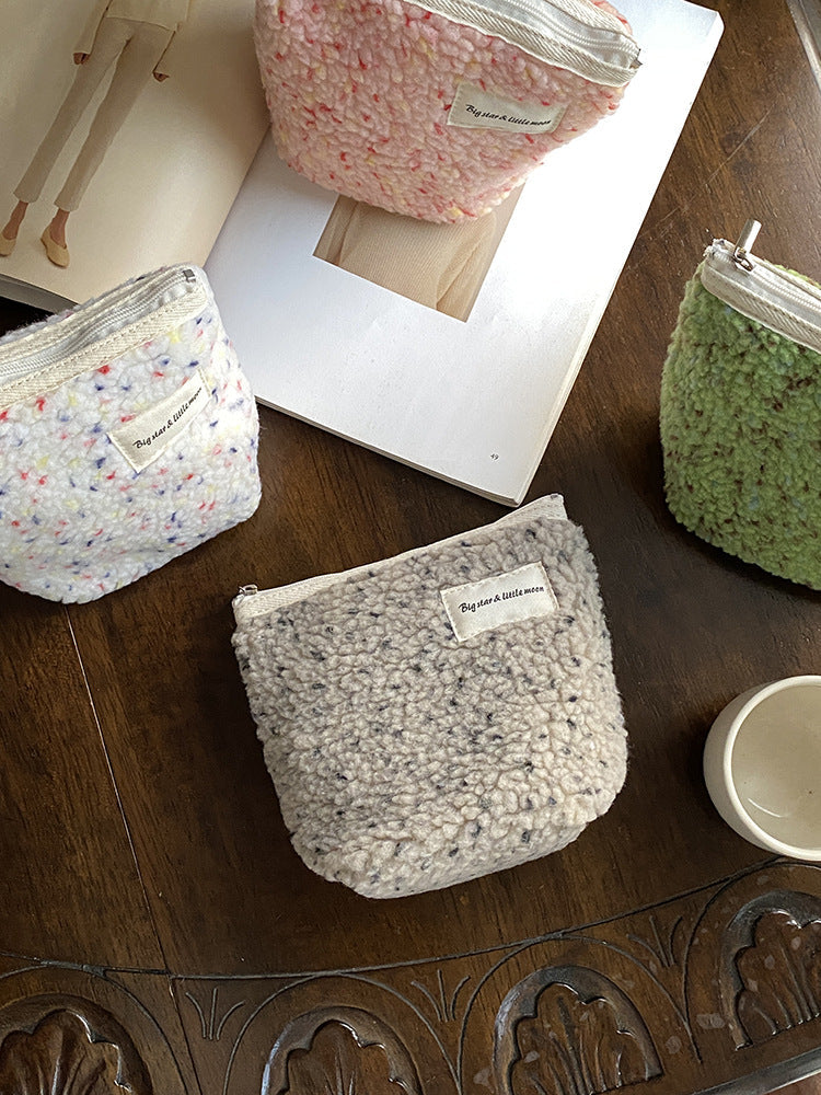 Trendy Mini Plush Makeup Bag Cute Portable Storage Pouch