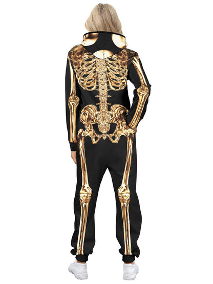 Graphic Skeleton Print Loose Fit Jumpsuit for Halloween