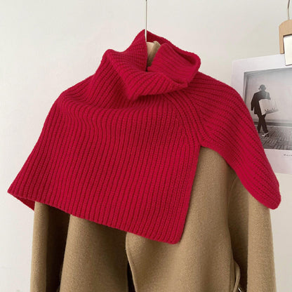 High Collor Split Solid Color Knit Scarve