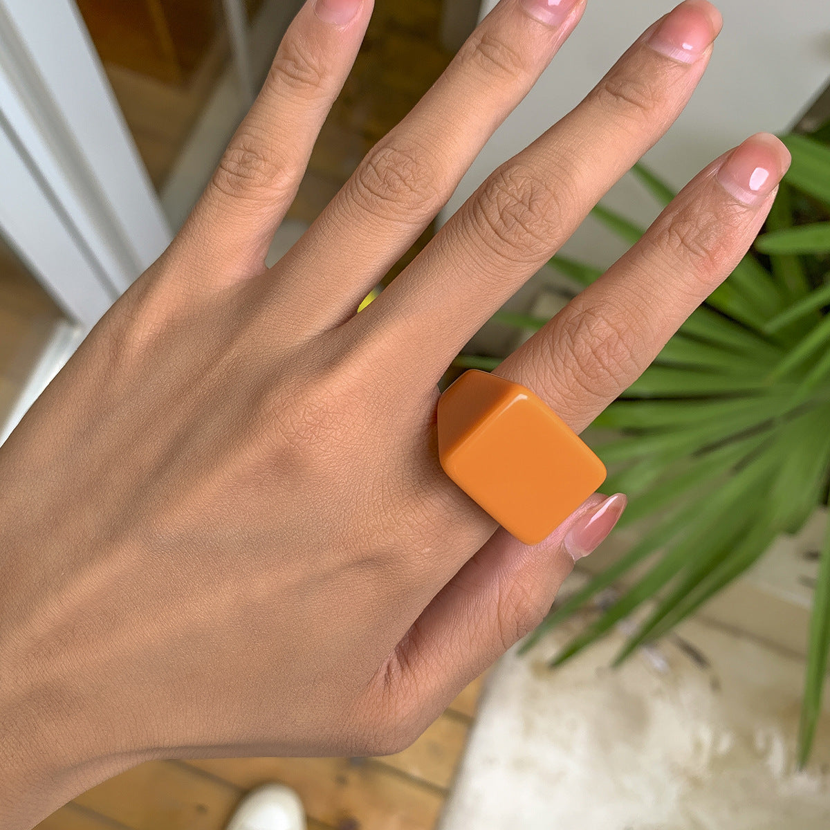 Colorful Acrylic Geometric Resin Rings Stylish Casual Accessories