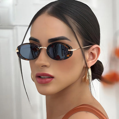 Retro Oval UV400 Women's Sunglasses Trendy Outdoor Eyewear
