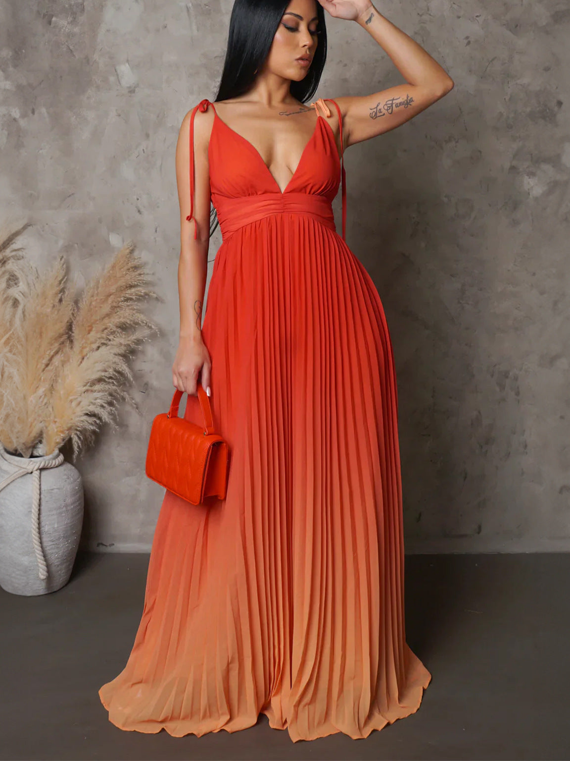 Summer Backless Gradient Long Dress Elegant Style