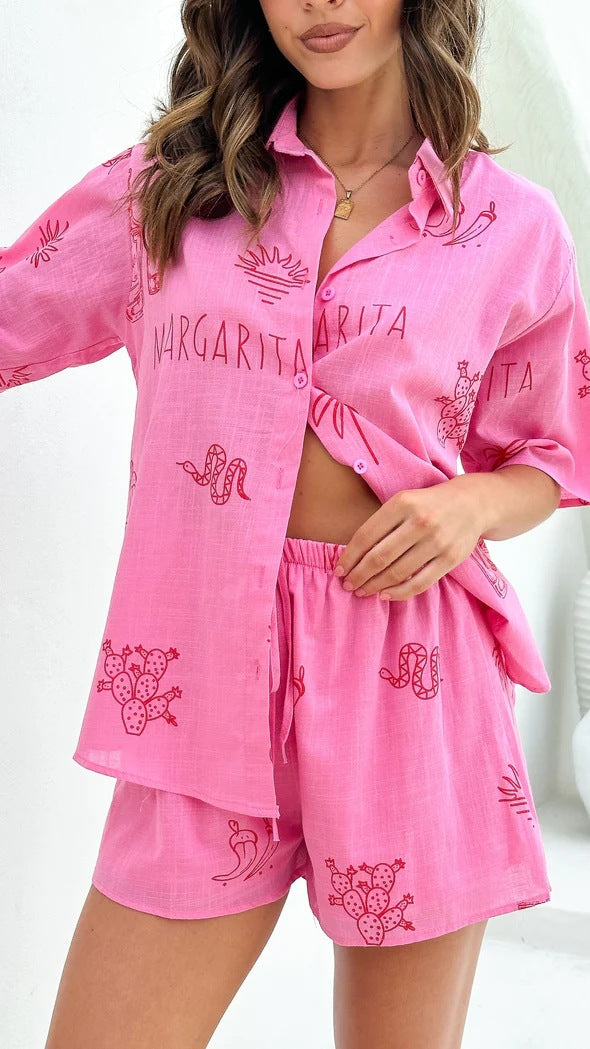 Fashionable Casual Printed Cardigan Set for Women