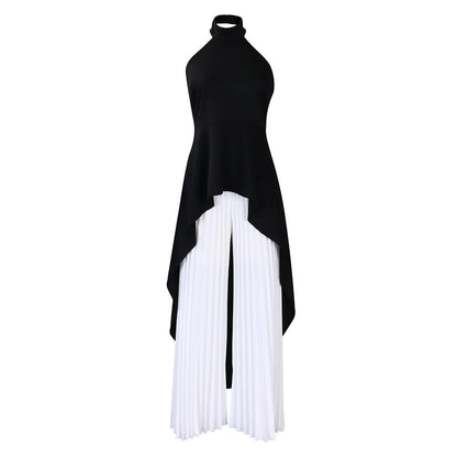 Fashionable Casual Two-Piece Set With Backless Top And Wide-Leg Pants