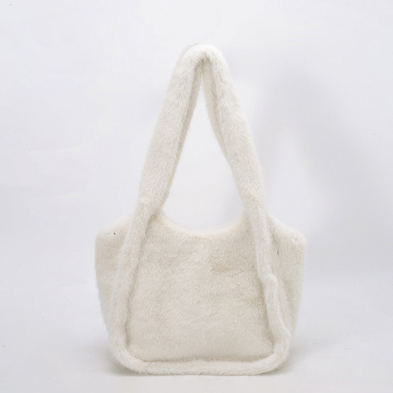 Retro Leopard Print Furry Tote Shoulder Bag